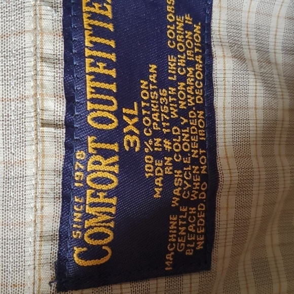 Comfort Outfitter NWT 3XL plaid light tan SS button down - Picture 2 of 12